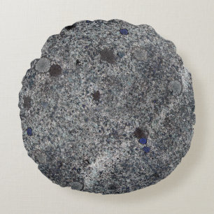 Granite Grey with Blue Details Round Cushion