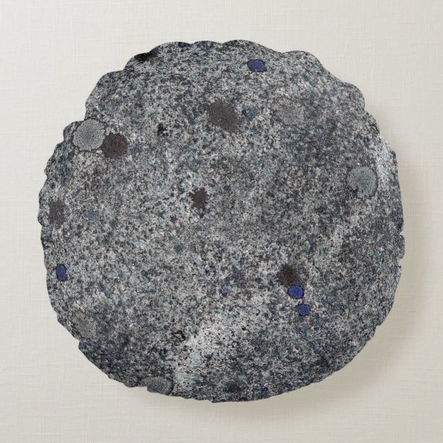 Granite Grey with Blue Details Round Cushion (Front)