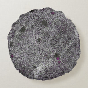 Granite Grey with Pink Details Round Cushion