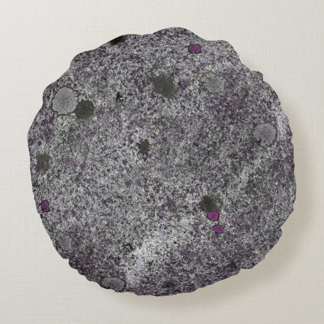 Granite Grey with Pink Details Round Cushion (Back)