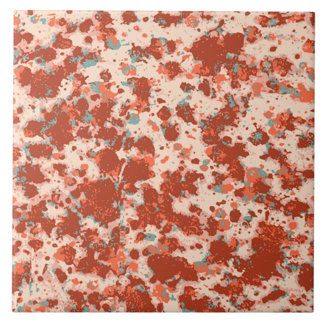 Granite pattern red ochre and beige with grey blue tile (Front)