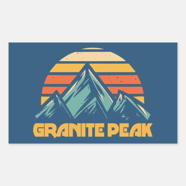 Granite Peak Montana Retro Turquoise Rectangular Sticker (Front)