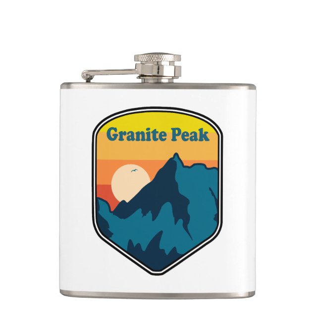 Granite Peak Montana Sunrise Hip Flask (Front)