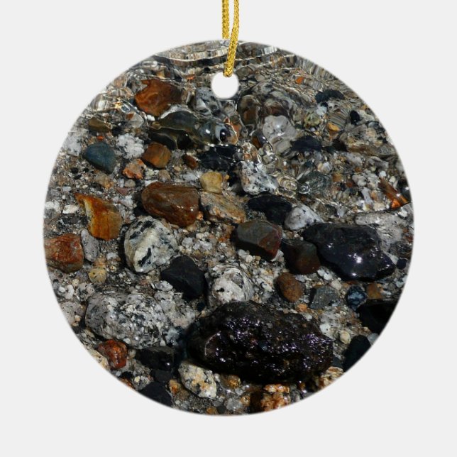 Granite Pebbles in Tenaya Lake at Yosemite Ceramic Tree Decoration (Front)