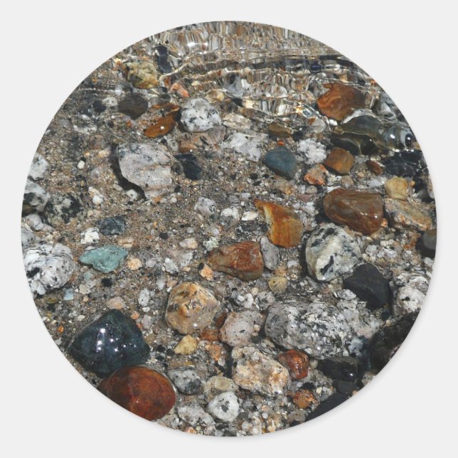 Granite Pebbles in Tenaya Lake at Yosemite Classic Round Sticker (Front)