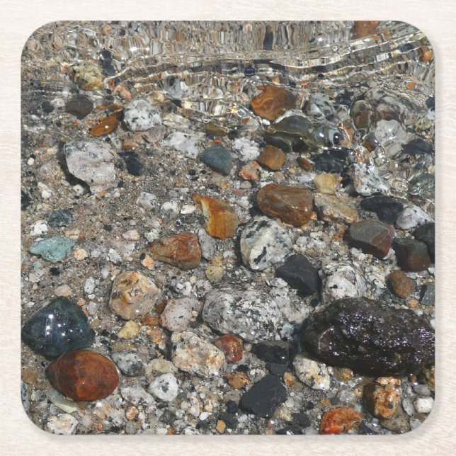 Granite Pebbles in Tenaya Lake at Yosemite Square Paper Coaster (Front)