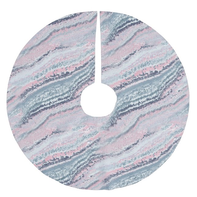 Granite Pink Blue Grey Marble Slate Agate Stone Brushed Polyester Tree Skirt (Front)
