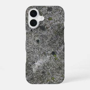 Granite Rock Grey with green Moss iPhone 16 Case