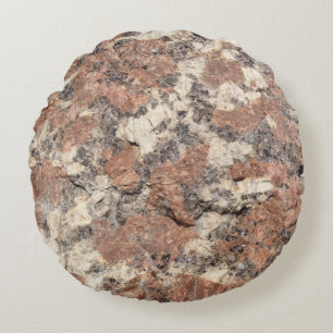 Granite Rock Texture --- Pink Black White - Round Cushion