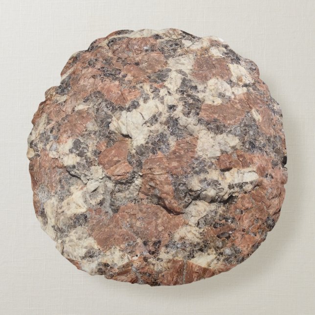 Granite Rock Texture --- Pink Black White - Round Cushion (Front)