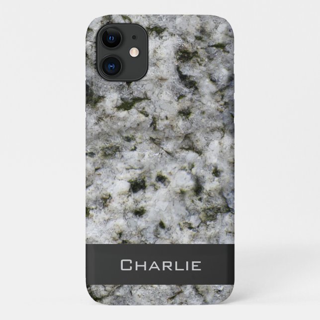 Granite Rock White with Name Case-Mate iPhone Case (Back)