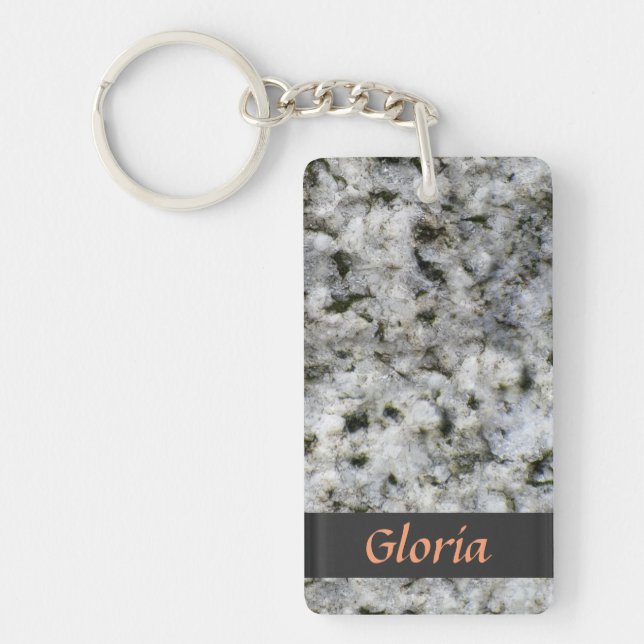 Granite Rock White with Name Key Ring (Front)