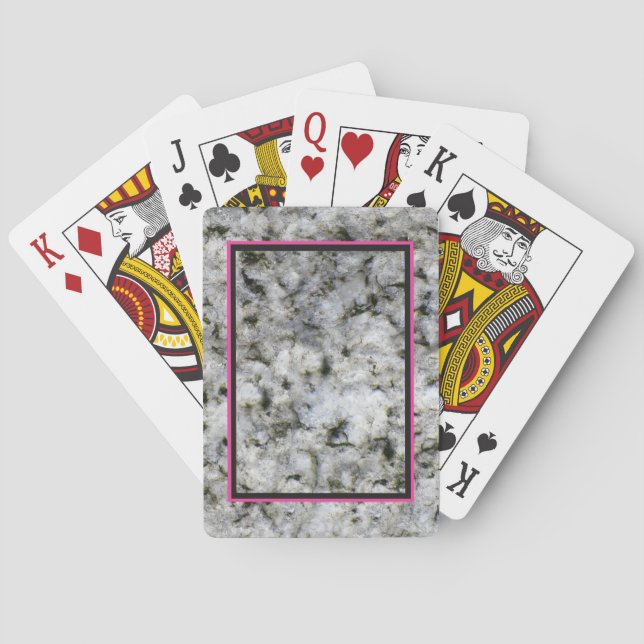 Granite Rock White with Pink Frame Playing Cards (Back)