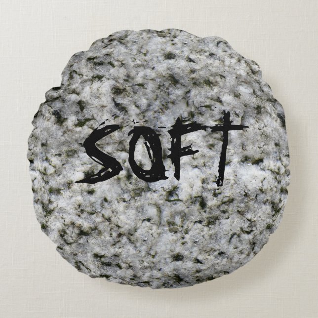 Granite Rock White with Text Round Cushion (Front)