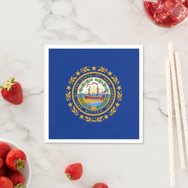 Granite Stater Flag, Flag of New Hampshire Napkin (Insitu)