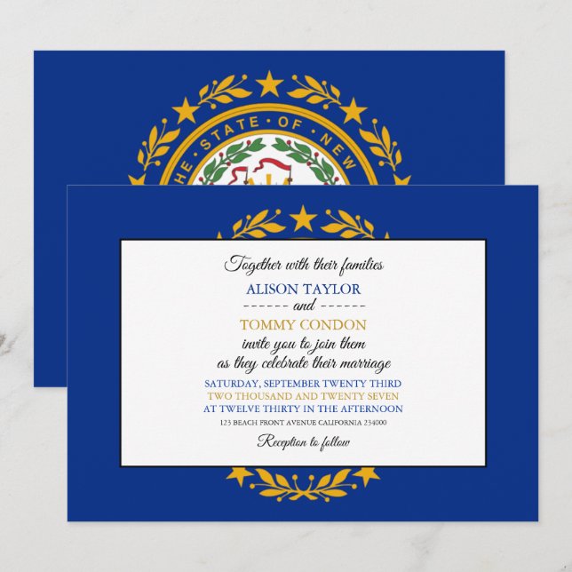 Granite Stater Flag, Flag of New Hampshire Wedding Invitation (Front/Back)