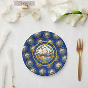 Granite Stater Flag & Seal, New Hampshire Paper Plate