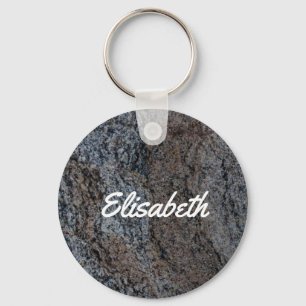 Granite stone red black texture name key ring