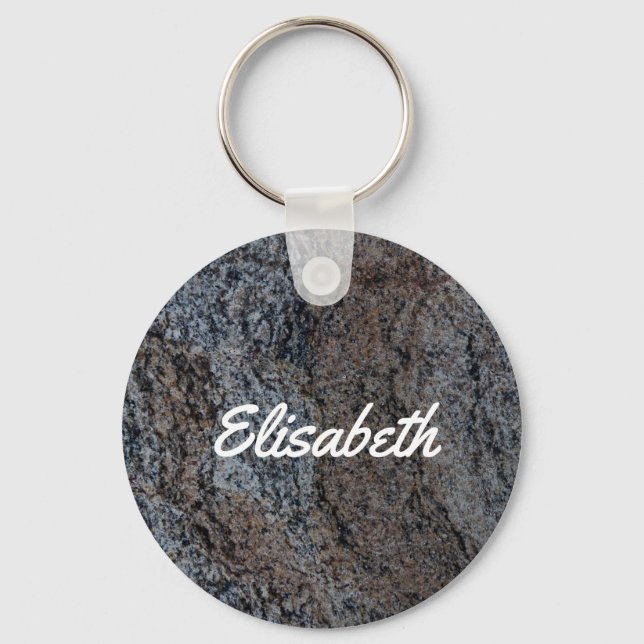 Granite stone red black texture name key ring (Front)