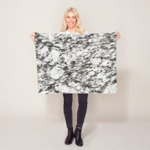 Granite texture Background of marble in black Fleece Blanket