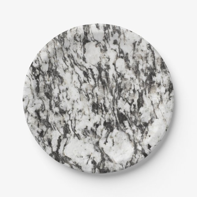 Granite texture | Background of marble in black Paper Plate (Front)