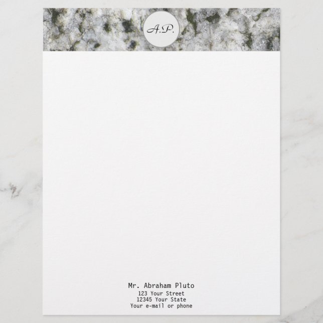 Granite White with Monogram and Address Customised Letterhead (Front)
