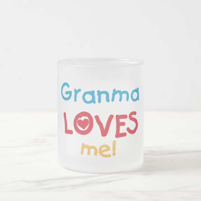 Granma Loves Me T-shirts and Gifts Frosted Glass Coffee Mug (Center)