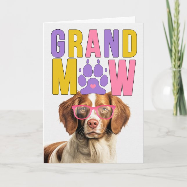 GranMAW Brittany Spaniel GrandDOG Grandparents Day Holiday Card (Front)