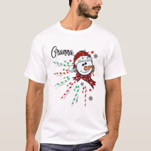 Granna Snowman Candy Cane Christmas Xmas Funny T-Shirt
