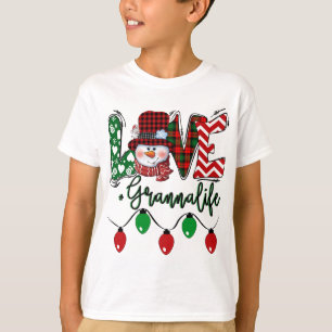 Granna Snowman Love Granna Life Christmas Red Plai T-Shirt