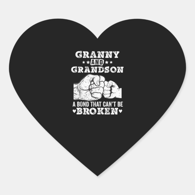 Granny And Grandson A Bond That Cant Be Broken Heart Sticker (Front)