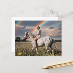 Granny and Her Unicorn Believe in a Meadow Postcard