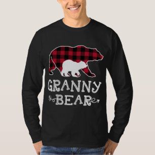 Granny Bear Christmas Pajama Red Plaid Buffalo Fam T-Shirt