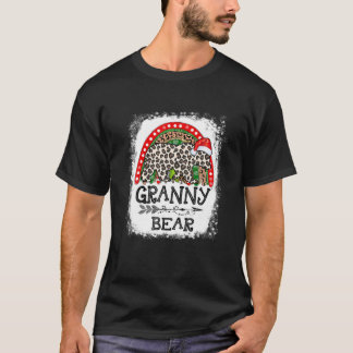 Granny Bear Leopard Christmas Rainbow Pajama Match T-Shirt