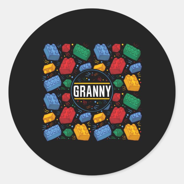 Granny Building Blocks Family Classic Round Sticker (Front)