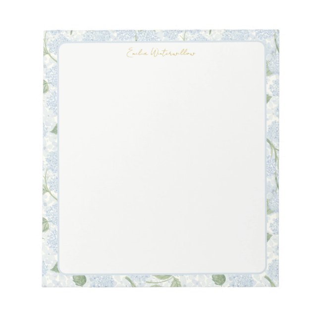Granny Chic Hydrangea Floral Customisable Notepad (Front)