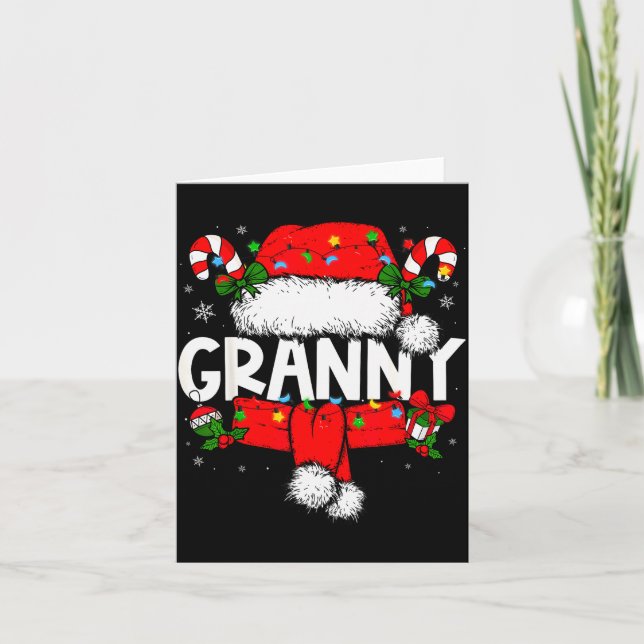 Granny Christmas Pajama Santa Claus Family Matchin Card (Front)