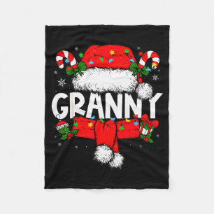 Granny Christmas Pajama Santa Claus Family Matchin Fleece Blanket