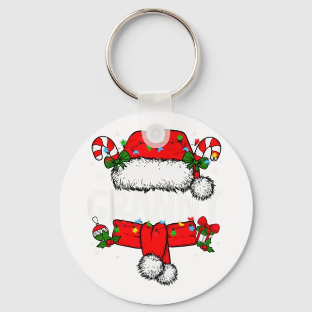 Granny Christmas Pajama Santa Claus Family Matchin Key Ring (Front)