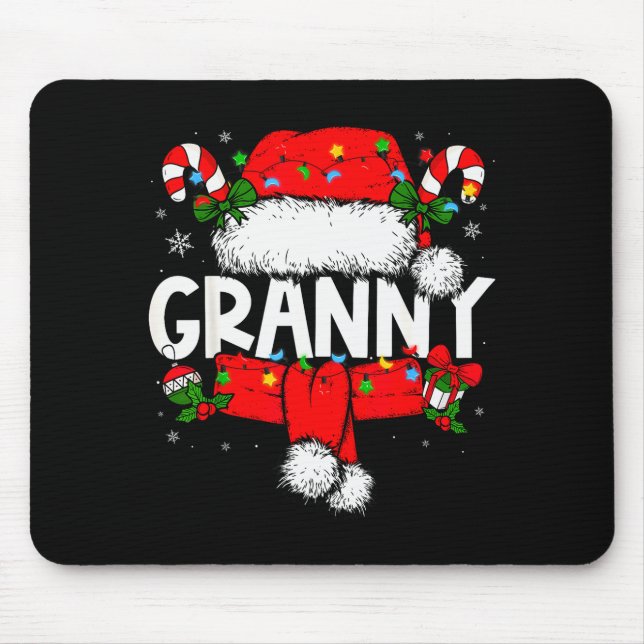 Granny Christmas Pajama Santa Claus Family Matchin Mouse Mat (Front)