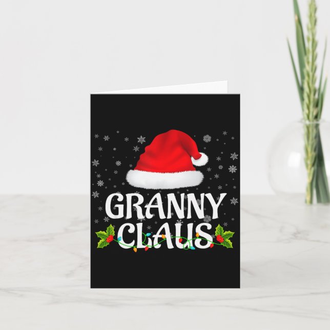 Granny Claus Christmas Lights Santa Pajama Family  Card (Front)
