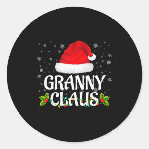 Granny Claus Christmas Lights Santa Pajama Family  Classic Round Sticker