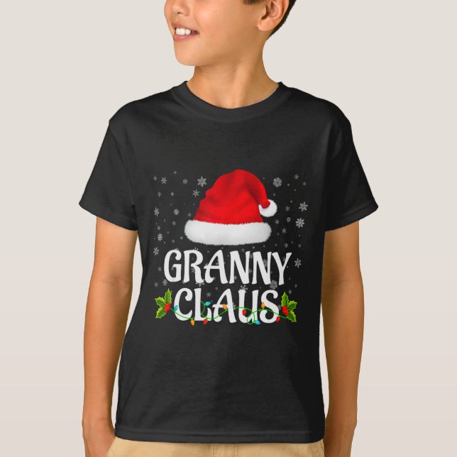 Granny Claus Christmas Lights Santa Pajama Family  T-Shirt (Front)