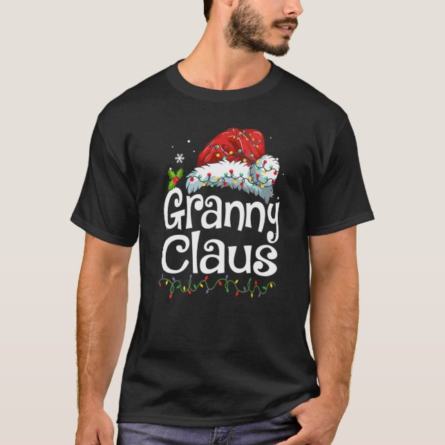 Granny Claus Santa Hat Christmas Pajama Family Mat T-Shirt (Front)