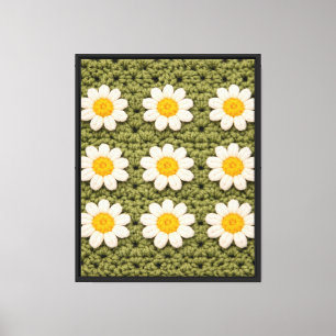 Granny Daisy Aestethic Croche Pattern Floral Retro Canvas Print