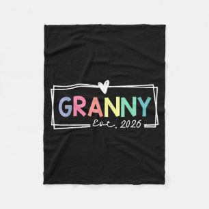 Granny Est 2026 Promoted To Grandma 2026 For Grand Fleece Blanket