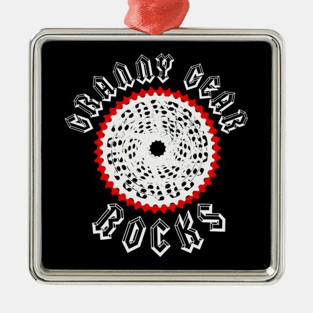 Granny Gear Rocks Cycling Metal Tree Decoration (Front)