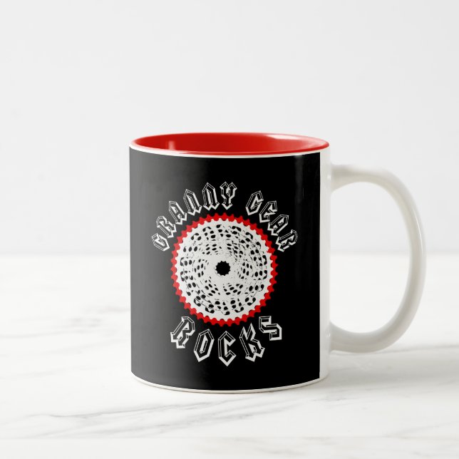 Granny Gear Rocks Cycling Two-Tone Coffee Mug (Right)