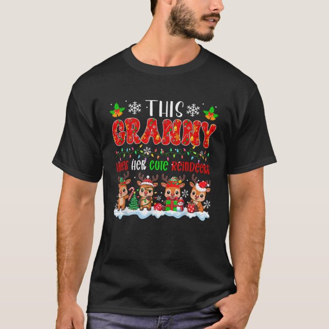 Granny Loves Her Cute Reindeers Xmas Group Santa R T-Shirt (Front)