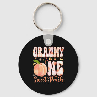 Granny of one sweet peach 1st birthday girl party  key ring